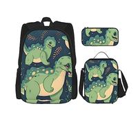 Set di 3 zaini con motivo arcobaleno Gay Pride, borsa a tracolla regolabile con astuccio portapranzo, Simpatico dinosauro., Taglia unica, Zaini Daypack