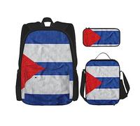 Set di 3 zaini con motivo artistico russo, borsa a tracolla regolabile con astuccio portapranzo, Bandiera di Puerto Rico, Taglia unica, Zaini Daypack