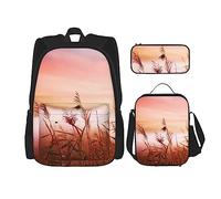 Set di 3 zaini con paesaggio nebbioso, set di borse a tracolla regolabili con astuccio portapranzo, Paesaggio Nebbioso, Taglia unica, Zaini Daypack