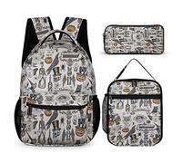 Set di 3 zaini con sfondo alimentare per bambini, per ragazzi e adolescenti, con portapranzo termico, Tt-20, Taglia unica, Zaini Daypack