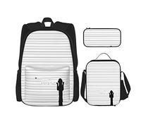 Set di 3 zaini con simpatici cani neri, cuccioli di cartone animato curiosi e a strisce bianche e nere, per amanti dei cani, borsa da viaggio, lavoro, scuola, astuccio, borsa per il pranzo, per uomini