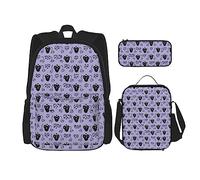 Set di 3 zaini con stampa zebrata, borsa a tracolla regolabile con astuccio portapranzo, Palazzo infestato1, Taglia unica, Zaini Daypack
