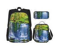 Set di 3 zaini con varie verdure, borsa a tracolla regolabile con astuccio portapranzo, Piante tropicali verdi, Taglia unica, Zaini Daypack