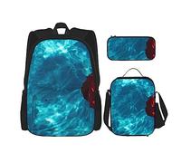 Set di 3 zaini con varie verdure, borsa a tracolla regolabile con astuccio portapranzo, Rosa da giardino fresca, Taglia unica, Zaini Daypack