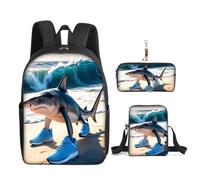 Set di 3 zaini italiani anime con portachiavi, 40,6 cm 3D stampato cartone animato borsa per il pranzo ad alta capacità zaino per la scuola ragazzo e ragazza, B, 16in