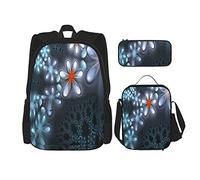 Set di 3 zaini, opera d'arte frattale generata al computer per design creativo e intrattenimento, borsa da viaggio, lavoro, scuola, astuccio, borsa per il pranzo, per uomini, donne, ragazzi e ragazze.