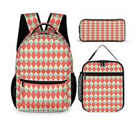 Set di 3 zaini per bambini con lupo animale, borsa per la scuola con portapranzo termico e portapenne, Tt-20, Taglia unica, Zaini Daypack
