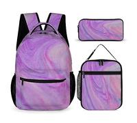 Set di 3 zaini per bambini con pittura a olio e astuccio termico per la scuola, con portapranzo termico, Tt-15, Taglia unica, Zaini Daypack