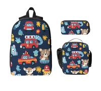 Set di 3 zaini per la scuola con animali della polizia, per ragazze e ragazzi, con borsa per il pranzo, astuccio per la scuola, idea regalo per donne e uomini