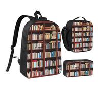 Set di 3 zaini per libri con portapranzo isolato, astuccio per matite, borse leggere per laptop da 17 pollici, borsa per il pranzo a tracolla e astuccio 3 in 1