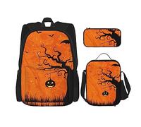 Set di 3 zaini per patate da giardino, borsa a tracolla regolabile con astuccio portapranzo, Felice Festa di Halloween, Taglia unica, Zaino daypack