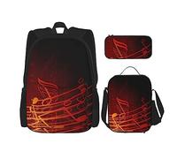 Set di 3 zaini per patate da giardino, borsa a tracolla regolabile con astuccio portapranzo, Nota musicale Fiamma Rossa, Taglia unica, Zaini Daypack