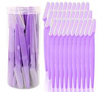 Set di 30/12/6/3/1 pezzi di rasoi per sopracciglia viola, include rasoio per sopracciglia, rasoio, rimuovi calli, trimmer per peli del corpo e rasoio per viso e sopracciglia con lame a manico lungo e 