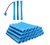 Set di 30 aste per permanenti per capelli naturali, in plastica, per capelli freddi, bigodini fai da te, strumenti per parrucchieri naturali, lunghi e corti (blu)