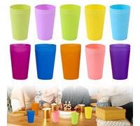 Set di 30 bicchieri di plastica colorati, 260 ml, in plastica, riutilizzabili, in 10 colori, tazze per bambini, feste all'aperto, picnic, campeggio, viaggi, cucina