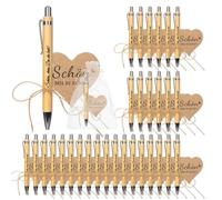 Set di 30 bomboniere per matrimonio, regalo di ringraziamento, penna a sfera in legno, per regali, penne, biglietti di ringraziamento e sacchetto in organza, perfetti per battesimo, comunione