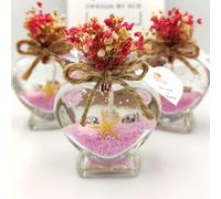 Set di 30 candele in vetro a forma di cuore, con adesivo personalizzato per invitati in bomboniere nuziali, baby shower, candele in gel per bomboniere nuziali (gel bianco sabbia rosa, set da 30)