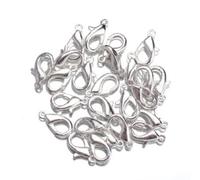 SET DI 30 CHIUSURE A MOSCHETTONE, IN METALLO, COLORE: ARGENTO CHIARO - 12 x 6 mm - CREATION BIJOUX PERLE