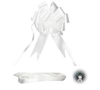 Set di 30 Coccarde Bianche per Matrimonio, Fiocchi Decorativi per Auto e Specchietti, Ideali per Nozze, Battesimo e Comunione, Nastro di Polipropilene Impermeabile e Resistente, Diametro 12cm