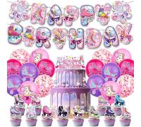 Set di 30 decorazioni colorate per feste di compleanno, decorazioni per ragazze, tra cui striscioni "Happy Birthday", palloncini, decorazioni per torte