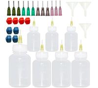 Set di 30 flaconi di colla con punta ad ago, 30 ml, 50 ml, 100 ml, in plastica, con 8 tappi e 12 punte smussate, per progetti artistici artigianali, applicazioni di colla, pittura quilling e olio.