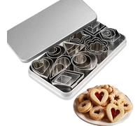 Set di 30 mini tagliapasta per biscotti geometrici, in acciaio inox, per decorazioni torte, torte di zucchero e biscotti