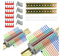 Set di 30 morsetti compatti per guide DIN DIN da 0,08 - 2,5 mm², morsettiera con strisce di marcatura vuote (5 pin) e guide di guida morsetto passante