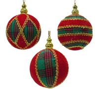 Set di 30 Palline Decorative per Albero di Natale in Stile Scozzese 6 cm rosse d