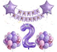 Set di 30 palloncini per il 2° compleanno per ragazze, rosa viola, palloncini di compleanno con numero 2 a tema farfalla per ragazze di 2 anni decorazione per feste