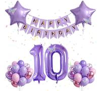 Set di 30 palloncini rosa viola per 10° compleanno, palloncini di compleanno rosa viola con numero 10 a tema farfalla per ragazze di 10 anni decorazione per feste