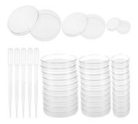 Set di 30 Piastre di Petri - 70mm, 55mm, 30mm Piastre Sterili in Plastica con Coperchi & 5 Pipette di Trasferimento per Laboratorio, Biologia, Microbiologia