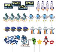 Set di 30 Plug-In per Torte Spaziali, Astronaute, Razzo Astronauta - Accessorio Creativo per Decorazione Torta - Adatto per Feste di Compleanno Bambini, Tema Spaziale e Festività