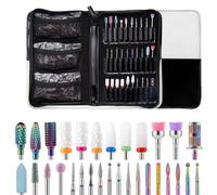 Set di 30 punte per trapano per unghie, con custodia, strumenti per manicure e pedicure, strumenti artistici acrilici, rimozione cuticole sotto la punta per la pulizia