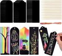 Set di 30 segnalibri per bambini, segnalibri per graffi, Magic Rainbow Scratch Art con 30 nastri e 12 bastoncini per compleanno, fai da te