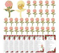 Set di 30 spille commemorative a forma di rosa, tra cui spilla a forma di rosa e biglietto poesia, spille commemorative per funerali, rose, regalo commemorativo per ospiti e partecipanti al giorno