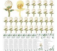 Set di 30 spille commemorative a forma di rosa, tra cui spilla a forma di rosa e biglietto poesia, spille commemorative per funerali, rose, regalo commemorativo per ospiti e partecipanti al giorno