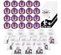 Set di 30 spille viola a forma di papavero con scritta "Lest We Forget", sacchetti in organza per commemorare cavalli, cani, animali commemorativi