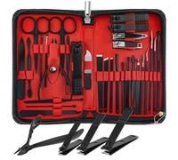 Set di 30 tagliaunghie e strumenti for manicure, con custodia da viaggio portatile, kit di tronchesi for cuticole(Red 30 Pcs)