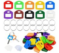 Set di 30 tappi per chiavi con etichette, tappi rettangolari in plastica per una facile identificazione delle chiavi a casa piatta, in 10 colori, mix di colori (con portachiavi)