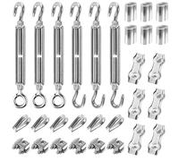 Set di 30 tenditori M4, 3 mm, per fune metallica da 3 mm, con tenditore in acciaio inox M4, morsetto per fune metallica da 3 mm, in acciaio inox, per fune metallica da 3 mm, in alluminio
