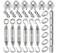 Set di 30 tenditori M5, tenditori per fune metallica da 3 mm, in acciaio inox, a forma di U e duplex, morsetti per fune metallica e morsetto a pressa, in alluminio per stringhe tese