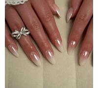 Set di 30 unghie finte sfumate con colla, a forma di mandorla, per donne, set manicure in stile salone del Regno Unito (A)