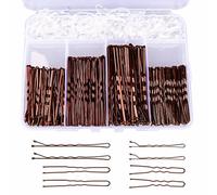 Set di 300 fermagli per capelli da donna, in metallo, 100 pezzi, a forma di U da 5 cm, 6 cm, 100 spille per capelli da 5 cm, 7 cm, 100 piccoli nastri in gomma in una scatola di immagazzinaggio