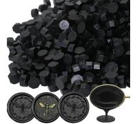 Set di 300 pezzi di cera per sigillo, nero, per inviti, biglietti, buste, pacchetti di vino, confezioni regalo (nero)