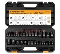Set di 31 chiavi a bussola Torx in acciaio legato CR-V e S2, Star T8-T70 e E-Torx E4-E24, marcate al laser ad alta coppia per meccanici automobilistici