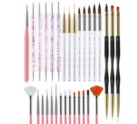 Set di 31 pennelli per unghie Penna Pennello Liner Pittura Attrezzo acriliche Kit professionale artigianato Art Design Disegno linee intricate Incisione Puntatura Scatola stoccaggio