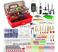 Set di 314 accessori da pesca con scatola per esca, set di esche da pesca e set di attrezzi con clip per labbra, rimuovi ganci, frecce per cucchiai, spinner, jigs, attrezzatura da pesca per bambini