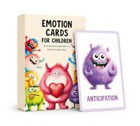 Set di 32 biglietti emozioni inglesi per bambini per la consapevolezza | Sviluppa strumenti di regolazione emotiva per bambini con questi set di 32 carte durevoli e coinvolgenti progettati per uso