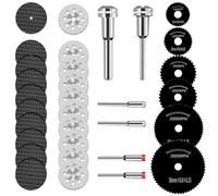 Set di 32 lame circolari, lame da taglio per utensili a rotazione, disco da taglio HSS con perno da 1/8", adatte ad utensili a rotazione per il taglio di legno, plastica, pietra e metallo