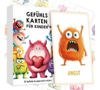 Set di 32 mostri emozioni per bambini, testato pedagogicamente per autoregolazione e asilo/scuola elementare. Sviluppo sociale emotivo con testi esplicativi + robusto regalo per la scuola